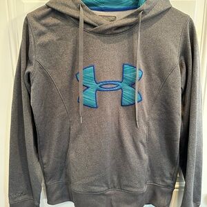 Under Armour Charcoal Hoodie with Aqua Emblem